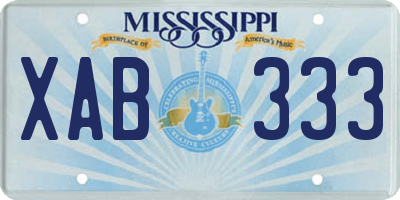 MS license plate XAB333