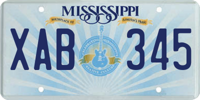 MS license plate XAB345