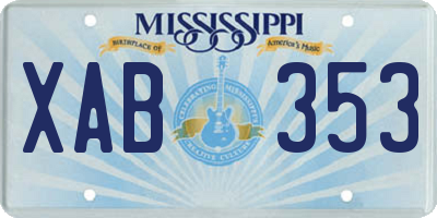 MS license plate XAB353