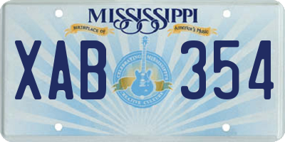 MS license plate XAB354