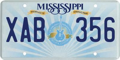 MS license plate XAB356