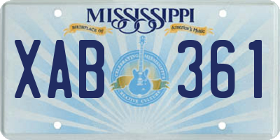 MS license plate XAB361