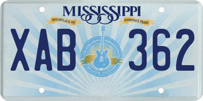 MS license plate XAB362