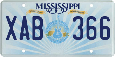 MS license plate XAB366