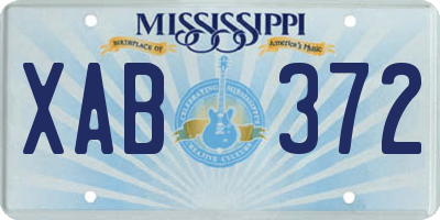 MS license plate XAB372