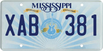 MS license plate XAB381