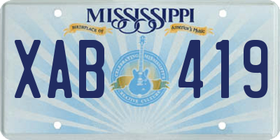 MS license plate XAB419