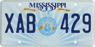 MS license plate XAB429