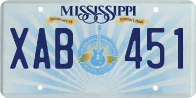 MS license plate XAB451