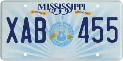 MS license plate XAB455