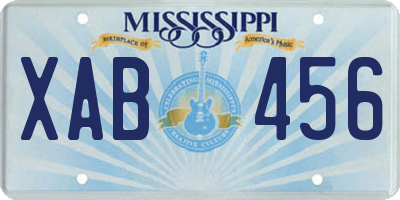 MS license plate XAB456