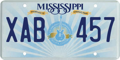 MS license plate XAB457