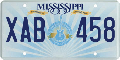 MS license plate XAB458
