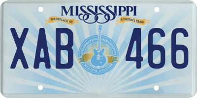 MS license plate XAB466