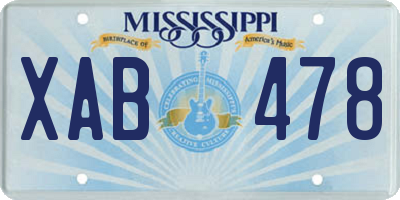 MS license plate XAB478