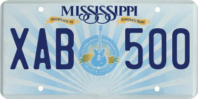 MS license plate XAB500