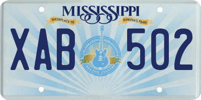 MS license plate XAB502