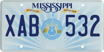 MS license plate XAB532