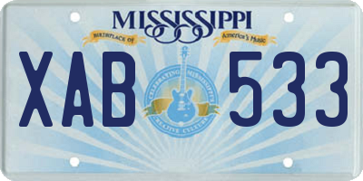 MS license plate XAB533