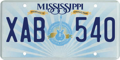 MS license plate XAB540