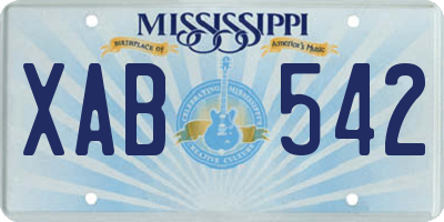 MS license plate XAB542