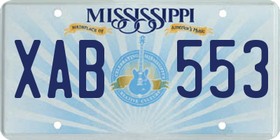 MS license plate XAB553