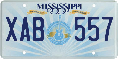 MS license plate XAB557
