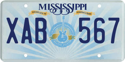 MS license plate XAB567