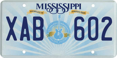 MS license plate XAB602