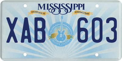 MS license plate XAB603