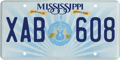 MS license plate XAB608