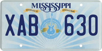 MS license plate XAB630