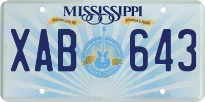 MS license plate XAB643
