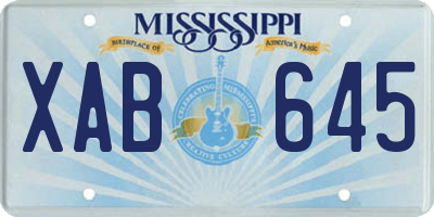 MS license plate XAB645