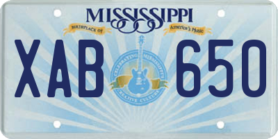 MS license plate XAB650