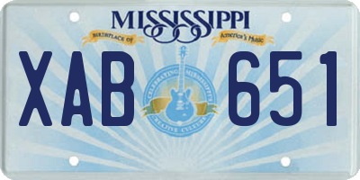 MS license plate XAB651
