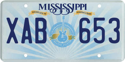 MS license plate XAB653