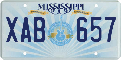 MS license plate XAB657