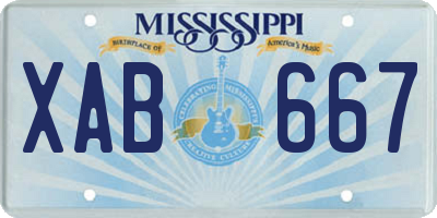 MS license plate XAB667