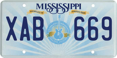 MS license plate XAB669