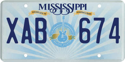 MS license plate XAB674