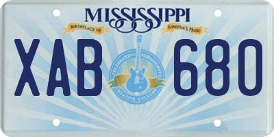 MS license plate XAB680