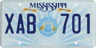 MS license plate XAB701