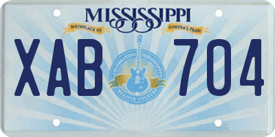 MS license plate XAB704