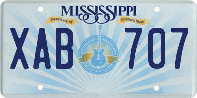 MS license plate XAB707