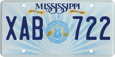 MS license plate XAB722
