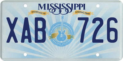 MS license plate XAB726