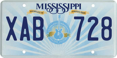 MS license plate XAB728