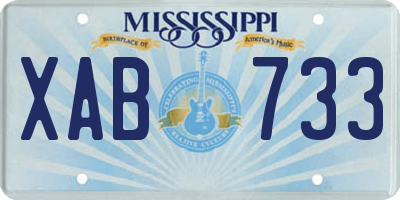 MS license plate XAB733