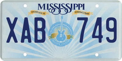 MS license plate XAB749